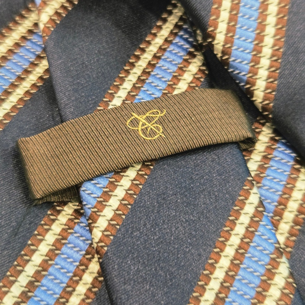 Canali 1934 Silk Tie Mens Navy Blue Striped Made in Italy Luxury Business Formal - Picture 4 of 7